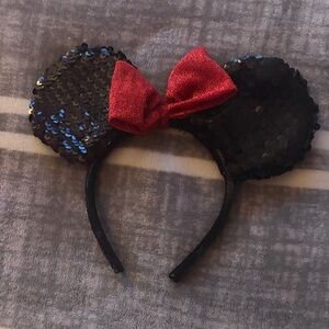 Sequin Black and Red Bow Headband